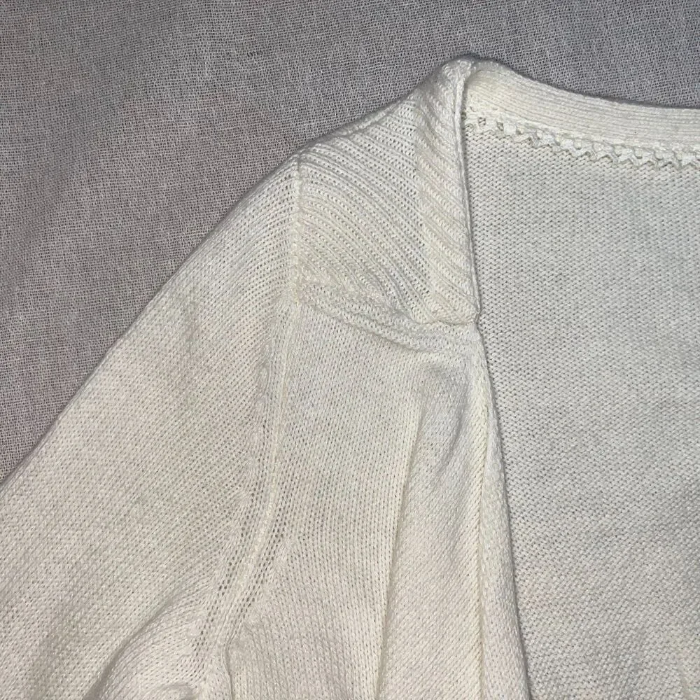 Moth Anthropologie | Cream Waterfall Front Cardigan Wool Blend | Small